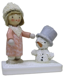 Flade Mädchen mit Schneemann  (Flade 5413) Mädchen mit Schneemann